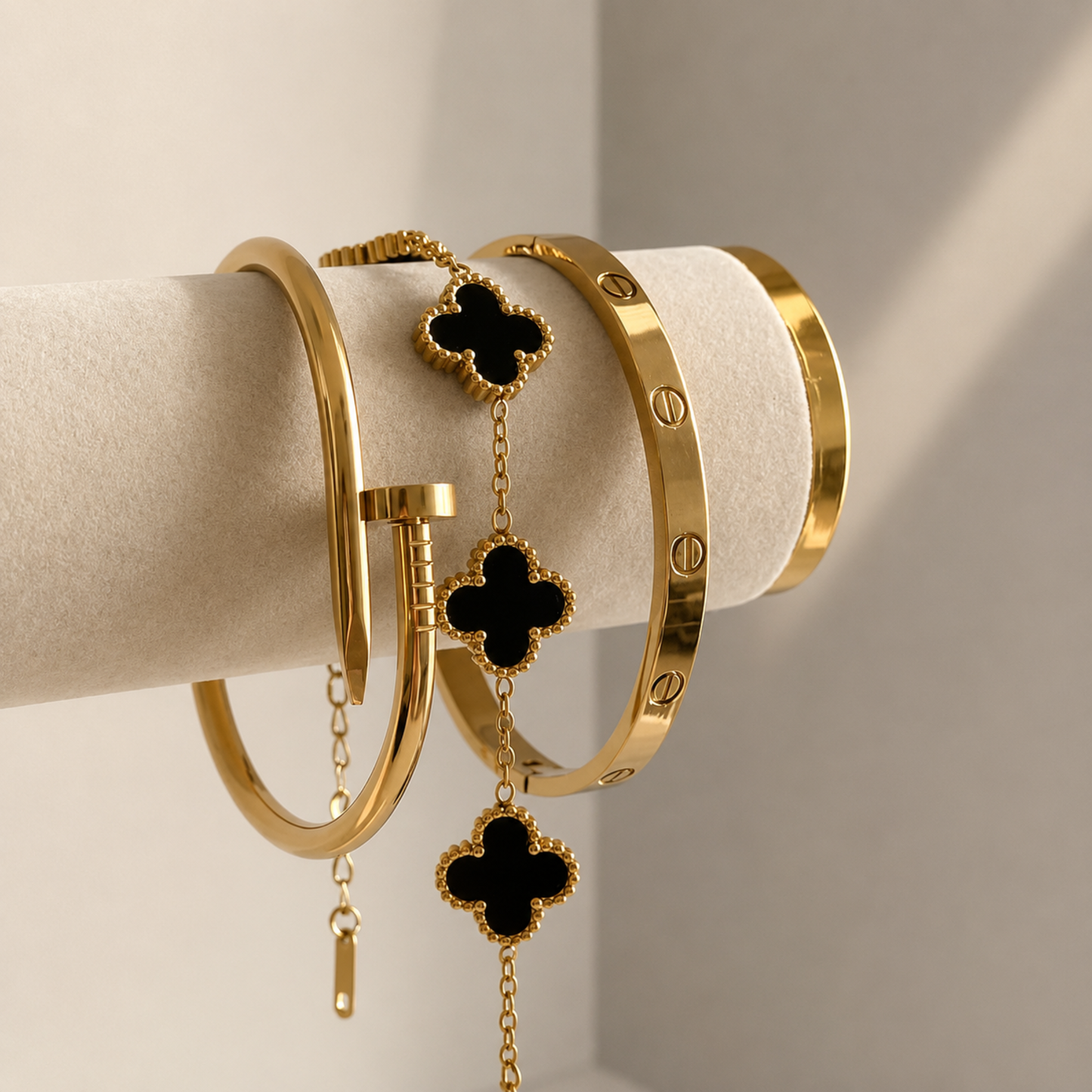 Trèfle Armband Gold & Onyx