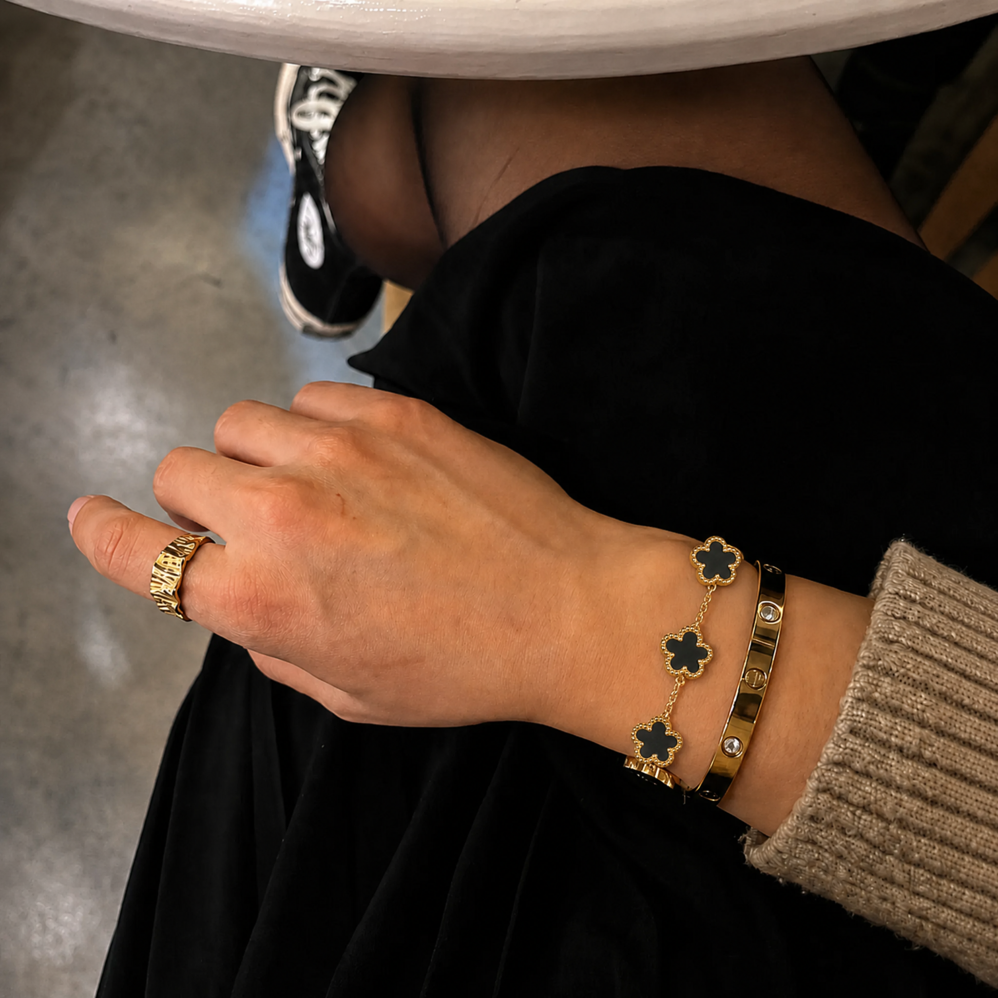 Trèfle Bracelet Gold & Onyx