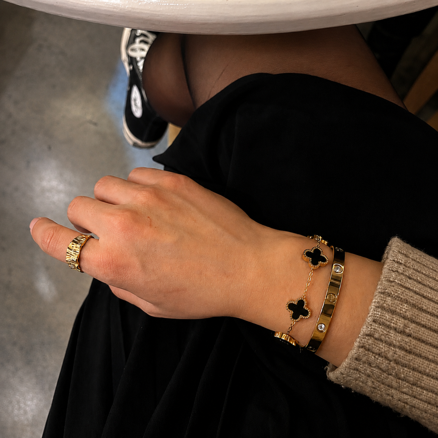 Trèfle Bracelet Gold & Onyx