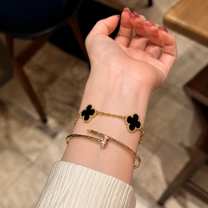 Trèfle Bracelet Gold & Onyx