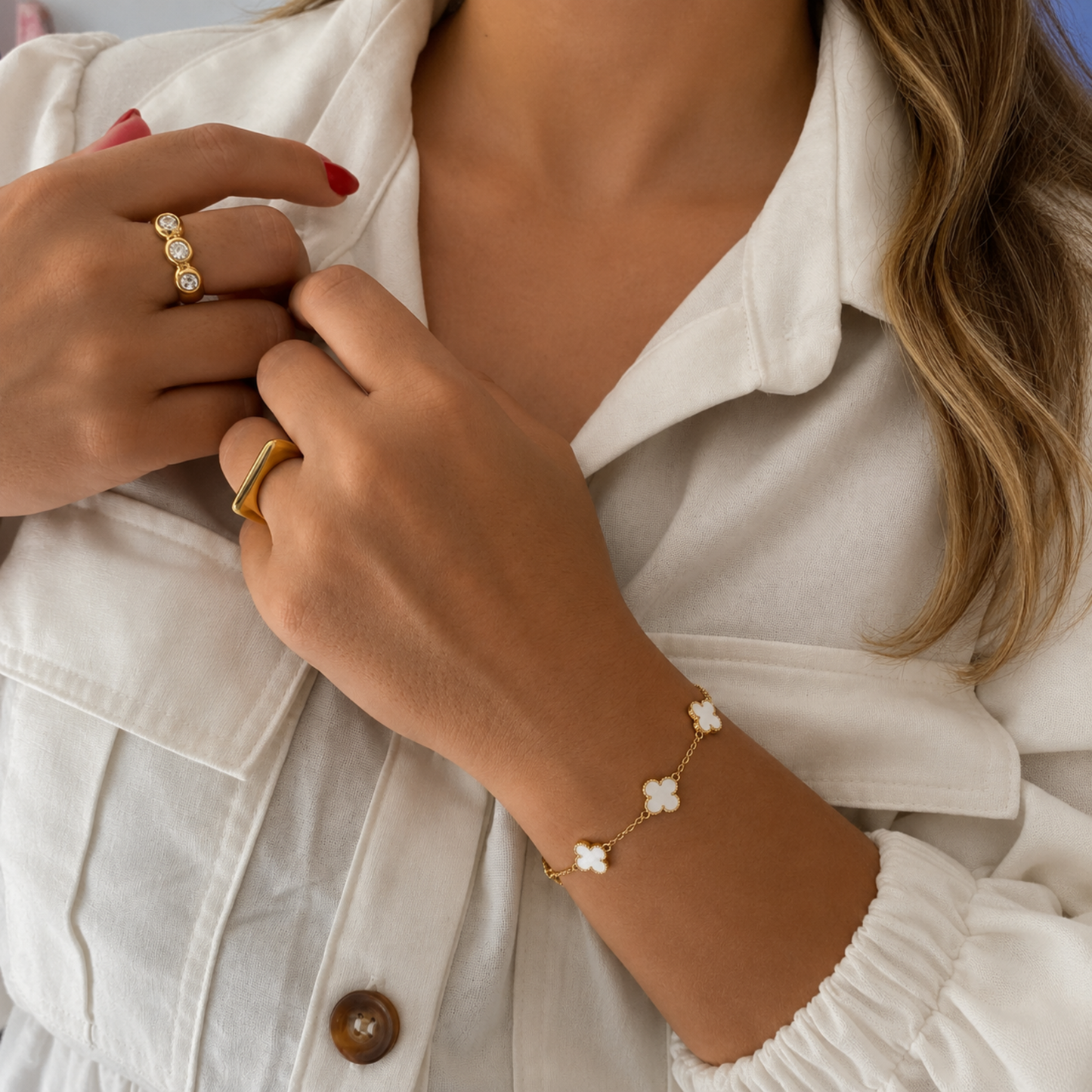 Trèfle Bracelet Gold & Pearl