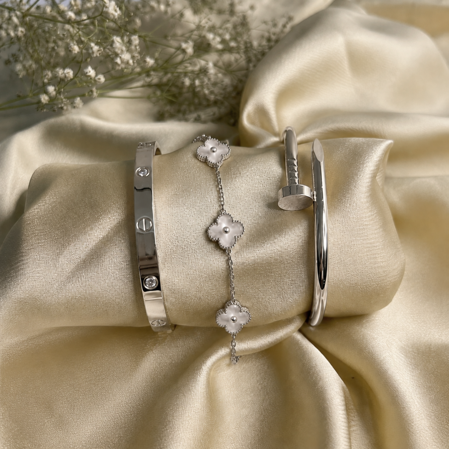 Trèfle Bracelet Silver & Pearl