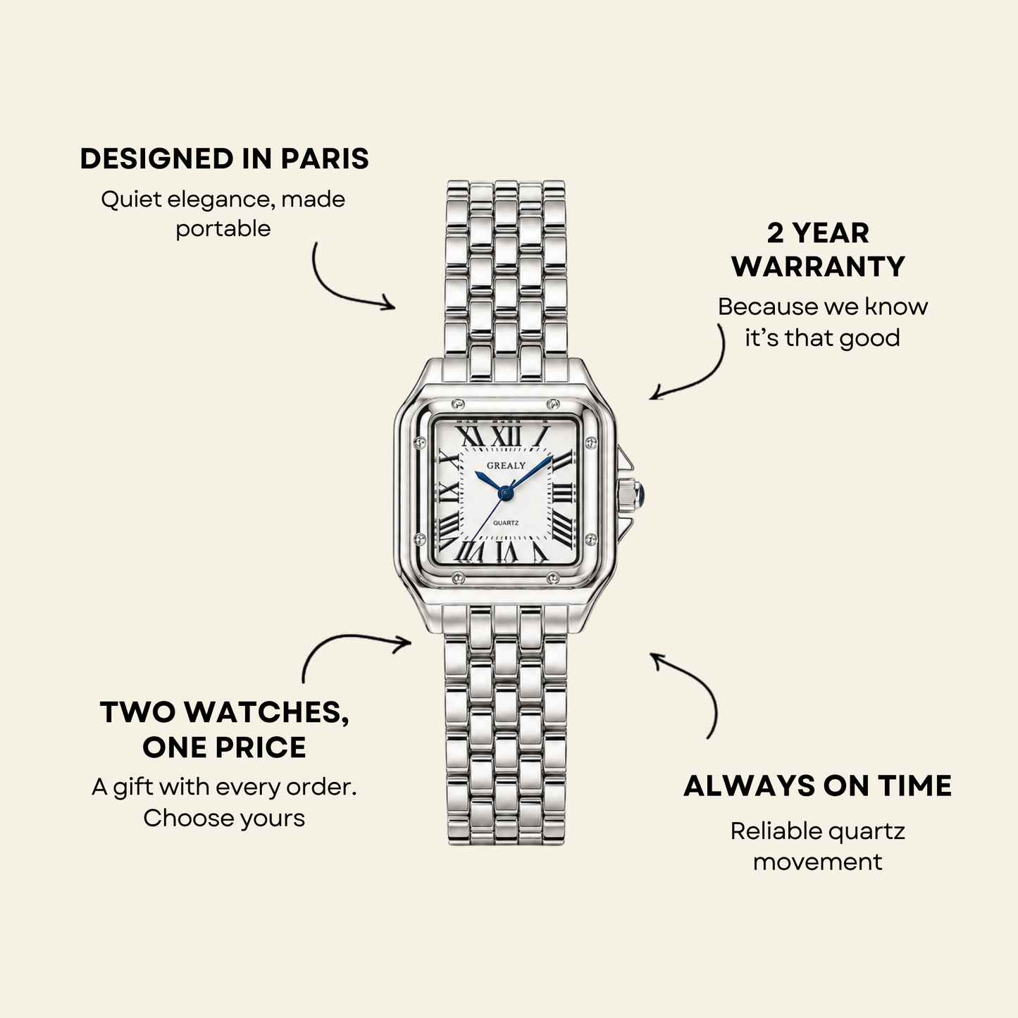 Le Marais Uhr Argent