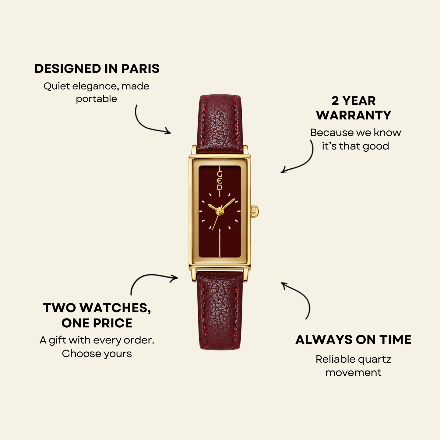 Montaigne Uhr Burgundy