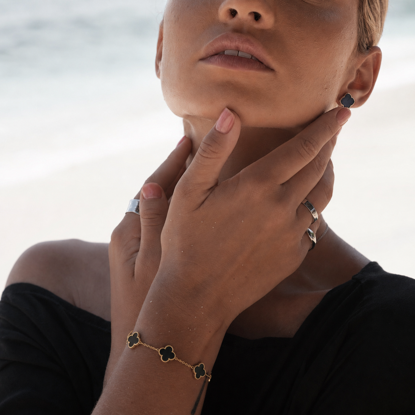 Trèfle Bracelet Gold & Onyx
