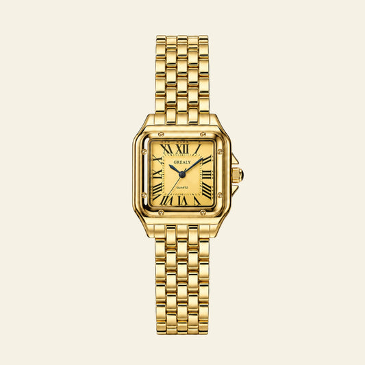 Le Marais Watch Soleil, gold square women watch with champagne dial